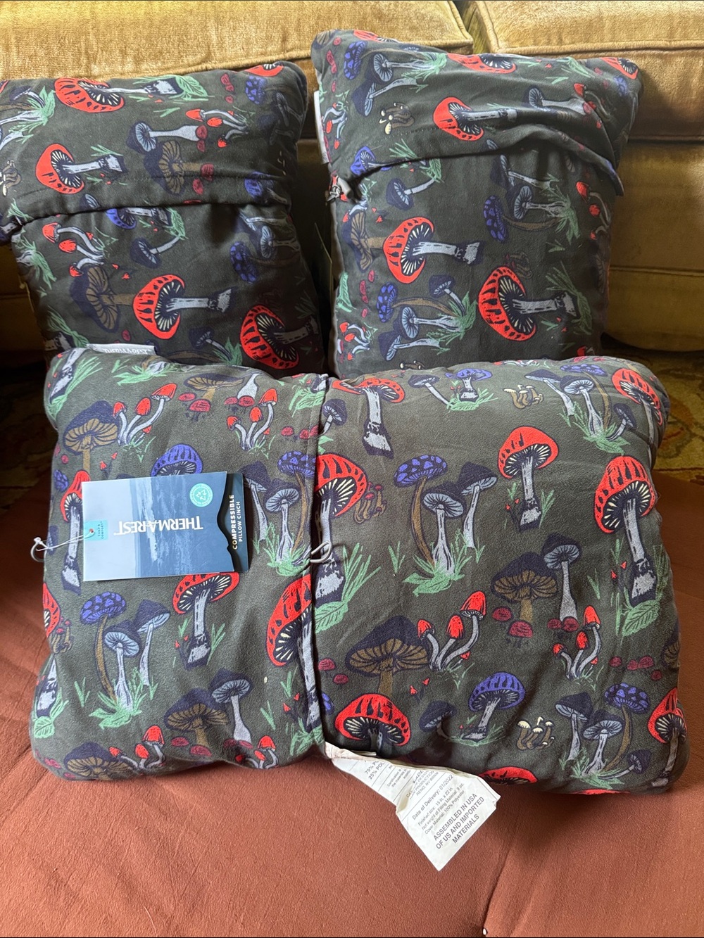 Thermarest pillow compact camping Fun Guy mushrooms large NEW NWT